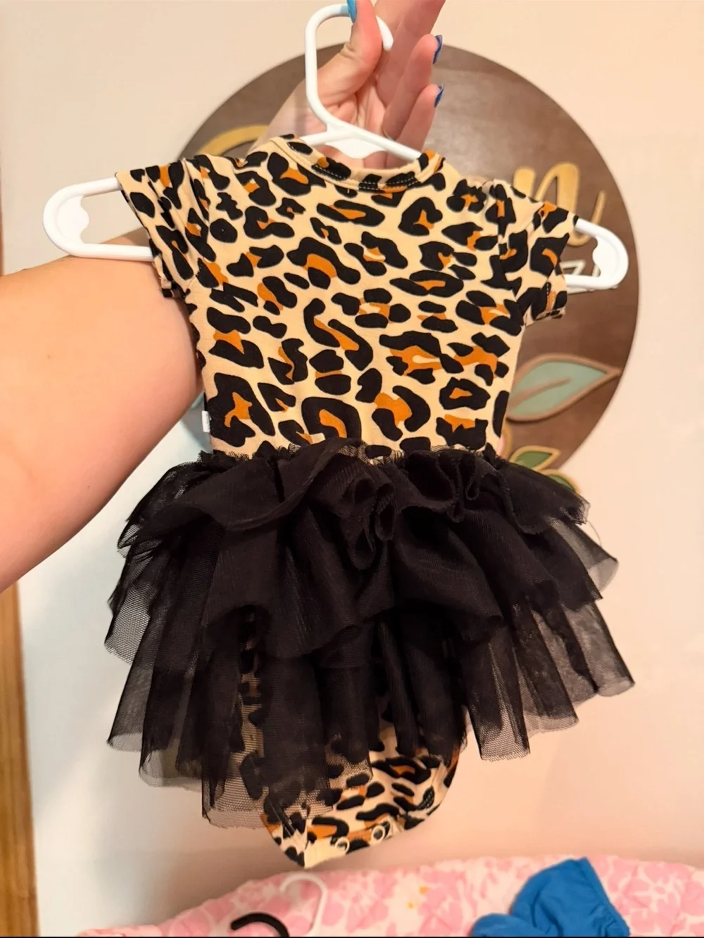 Posh Peanut LanaLeopard Print Tulle Tutu One-Piece bodysuit - Black, Tan, Orange